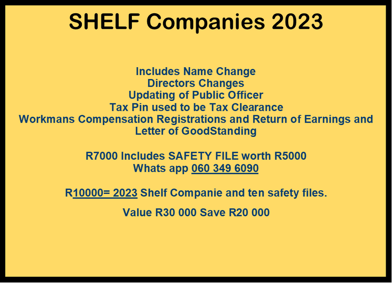 Shelf Companies 2023  R2000 includes directors changes
