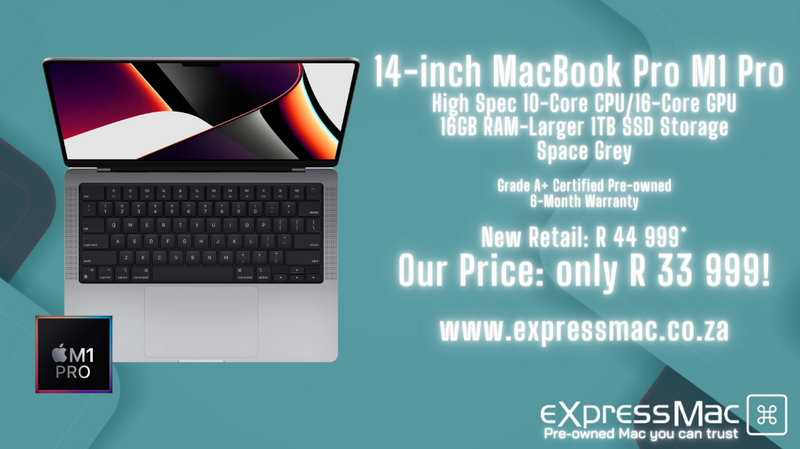 MacBook Pro 14-inch M1 Pro (High Spec)10-Core CPU, 16-Core GPU–16GB RAM–1TB, Mint, Box, Warranty. ML