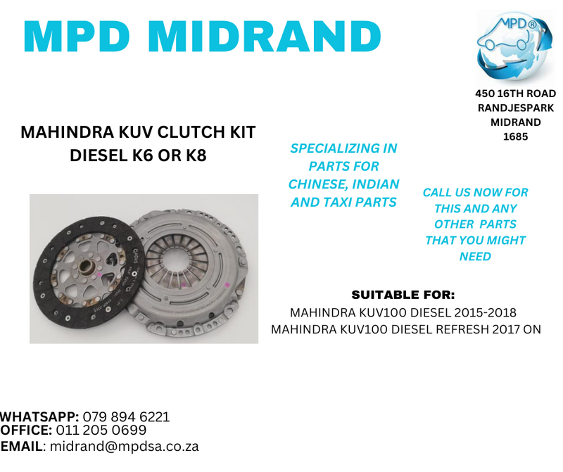 Mahindra KUV100 - Clutch Kit Diesel K6 &amp; K8