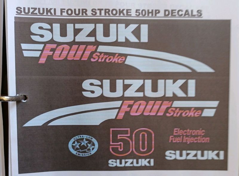 Suzuki Four stroke outboard motor cowl decals stickers graphics kits