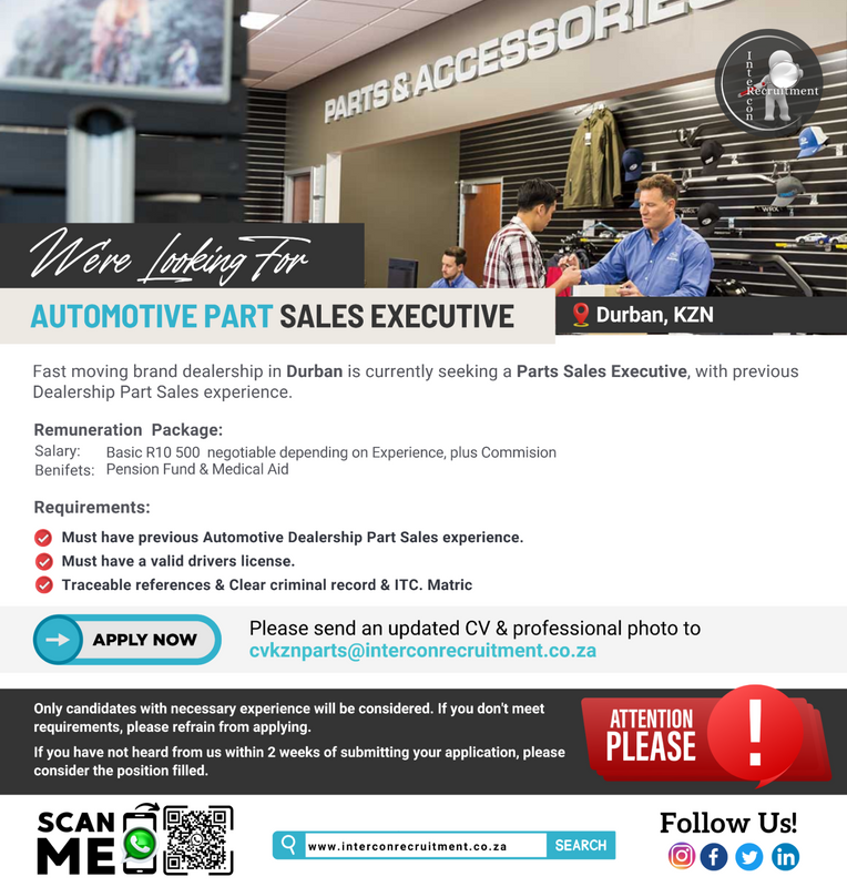 Automotive Part Sales Executive - Durban