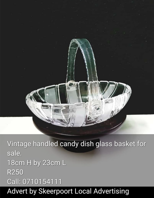Vintage handled candy dish glass basket for sale.