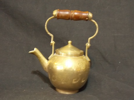 Beautiful Little Brass Tea Pot with Wooden Handle