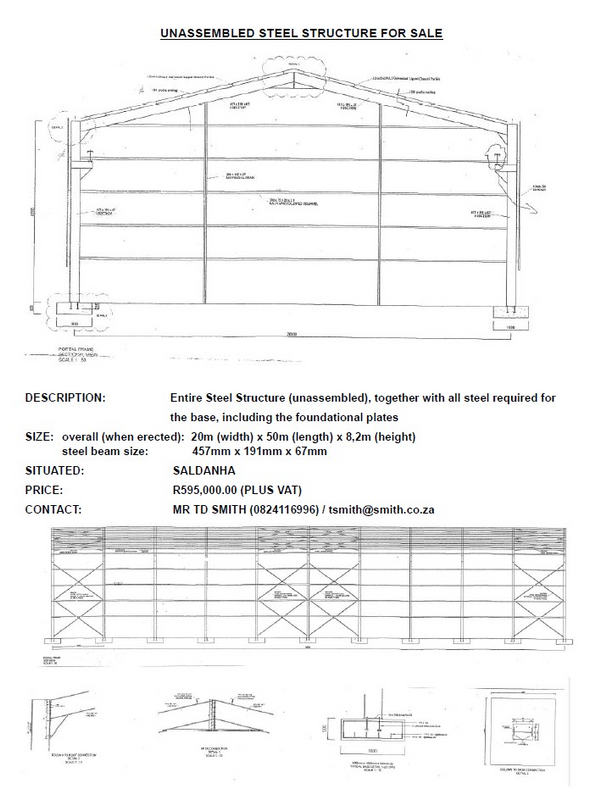 UNASSEMBLED STEEL STRUCTURE FOR SALE