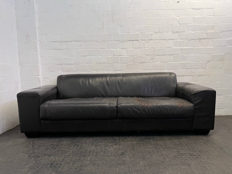 Brown Pleather 3 Seater Couch-