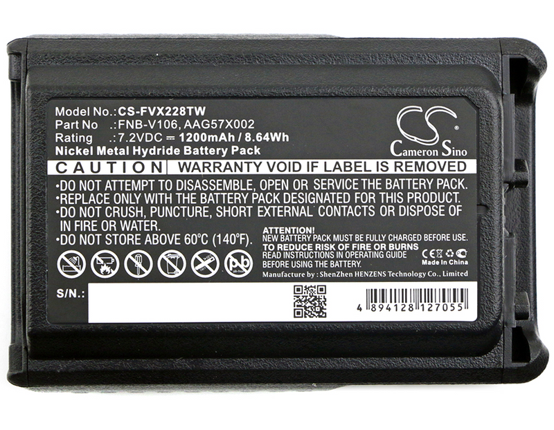 Two-Way Radio Battery CS-FVX228TW for VERTEX VX-228 etc.