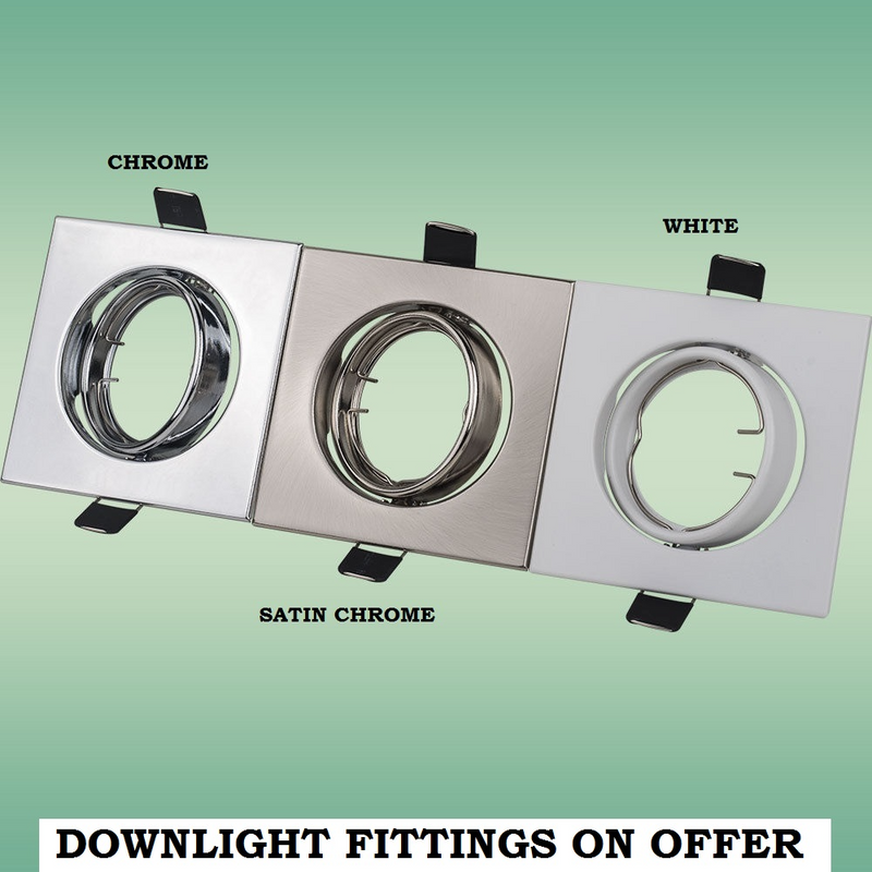 Downlight Fittings: Square Nouveau Classic Design with Swivel Tilt Function in Assorted Colours. NEW