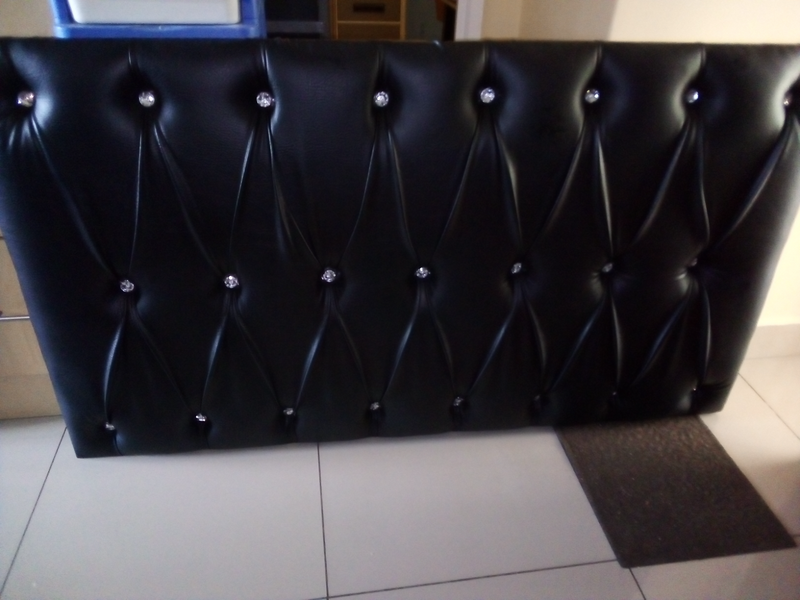 PADDED &amp; EMBOSSED CLEAR STUDS LEATHERETTE HEADBOARD