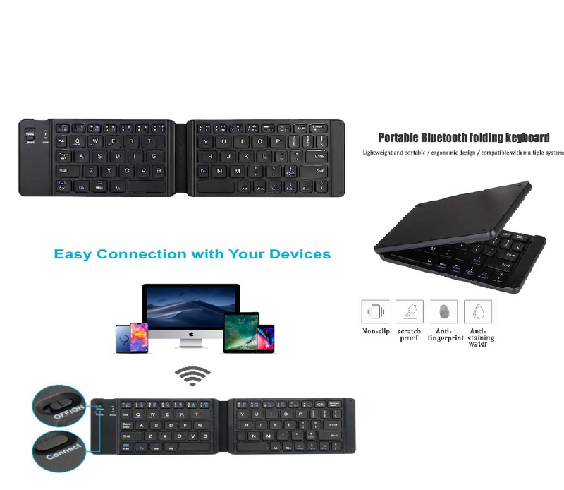 Slim Folding Mini Wireless Bluetooth Keyboard