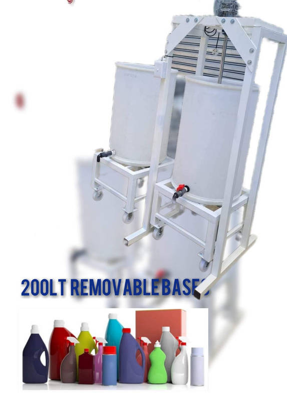 200 litre detergent mixer supplied with removable bases and tanks