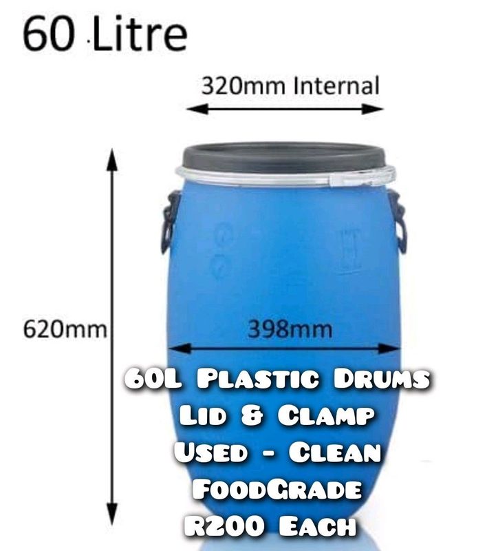 Plastic Drums 60L - Lid &amp; Clamp
