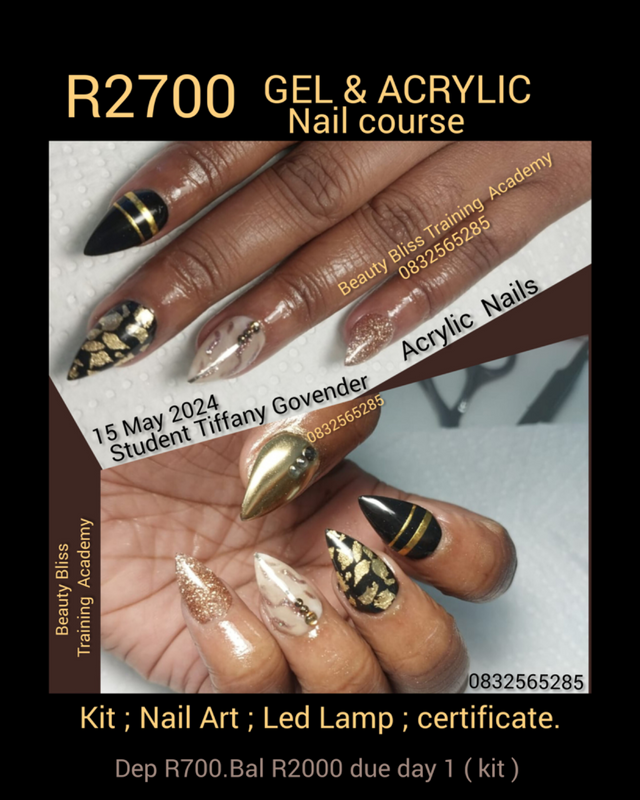 FREE NAIL ART CLASS valued R1200 with R2700 GEL AND ACRYLIC NAIL COURSE.R2500 MAKEUP COURSE.