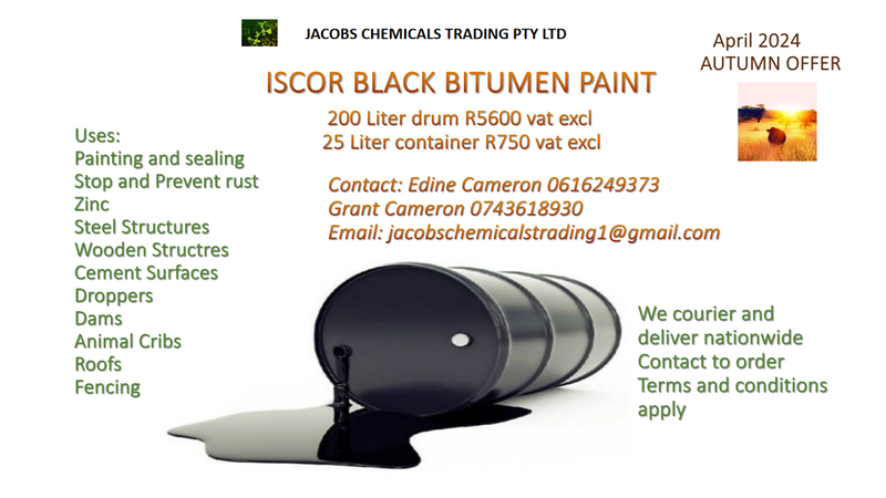 Iscor Black Paint (Bitumen) 200 liter drum R5600 vat excl #waterproof #sealent #stoprust #preventrus