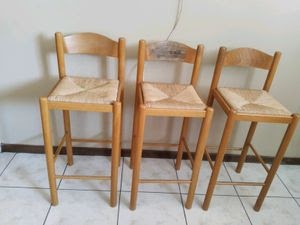 3 wooden bar chairs