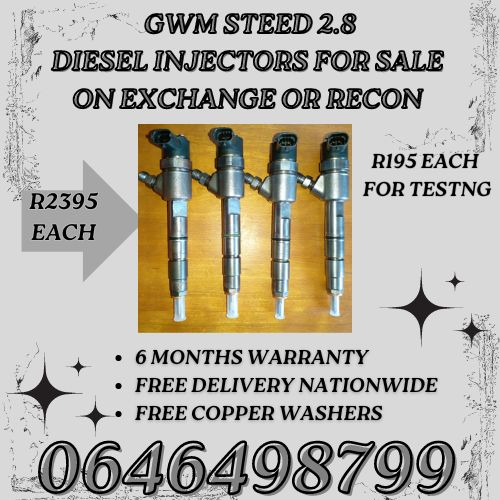 GWM 2.8 diesel injectors for sale on exchange 6 months warranty