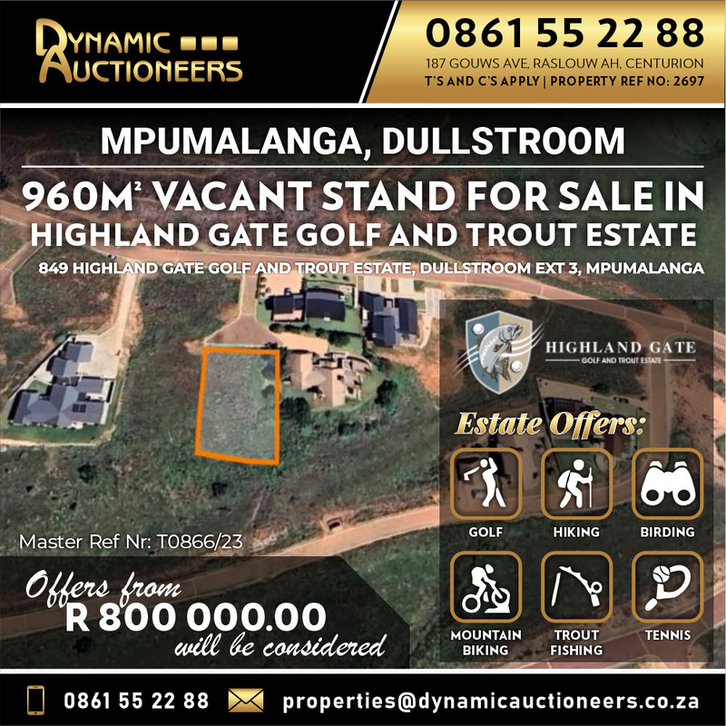 960M² VACANT STAND IN HIGHLAND GATE GOLF AND TROUT ESTATE FOR SALE