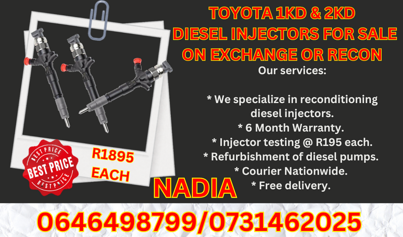 TOYOTA 1KD DIESEL INJECTORS FOR SALE ON EXCHANGE