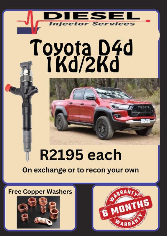 TOYOTA D4D 1KD/2KD DIESEL INJECTORS/ FREE COPPER WASHERS