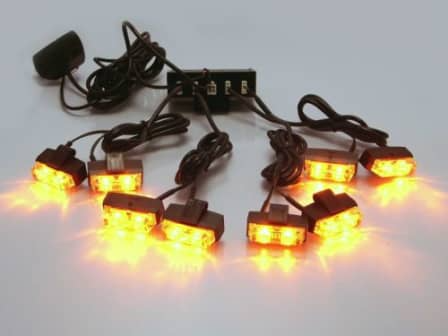 Amber Orange Yellow LED Flash Cluster Strobe Grille Lights Kit of 8x2 LED Lights. Brand New Products
