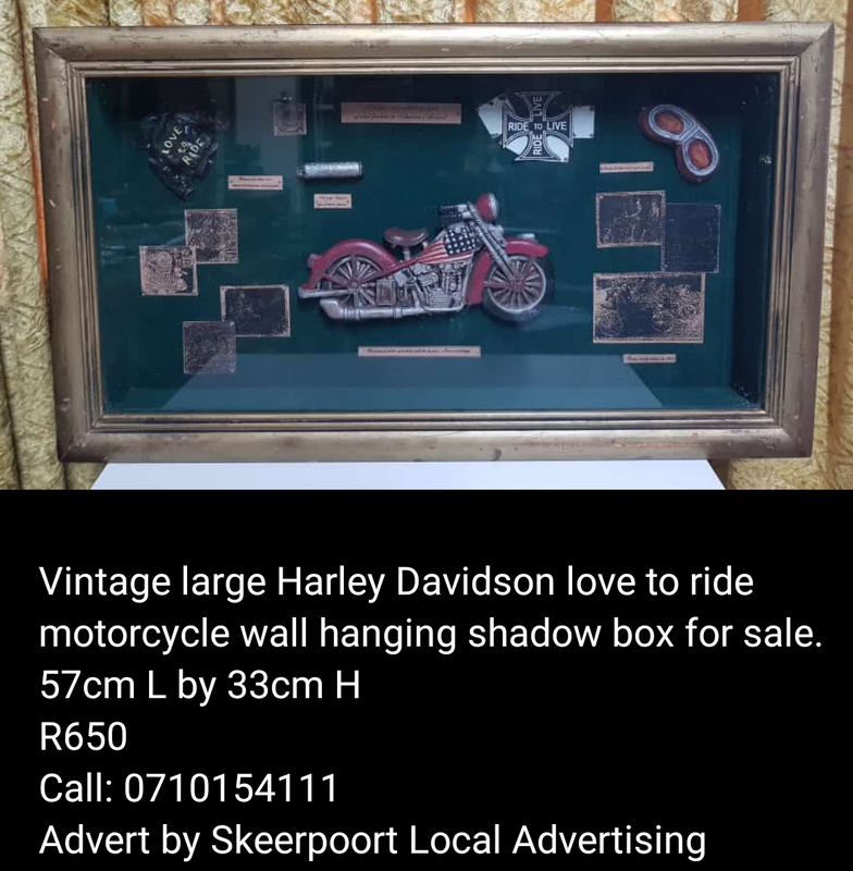 Large Vintage Harley Davidson love to ride motorcycle shadow box for sale