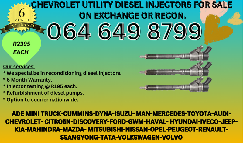 Chevrolet Utility diesel injectors for sale on exchange 6 months warranty.