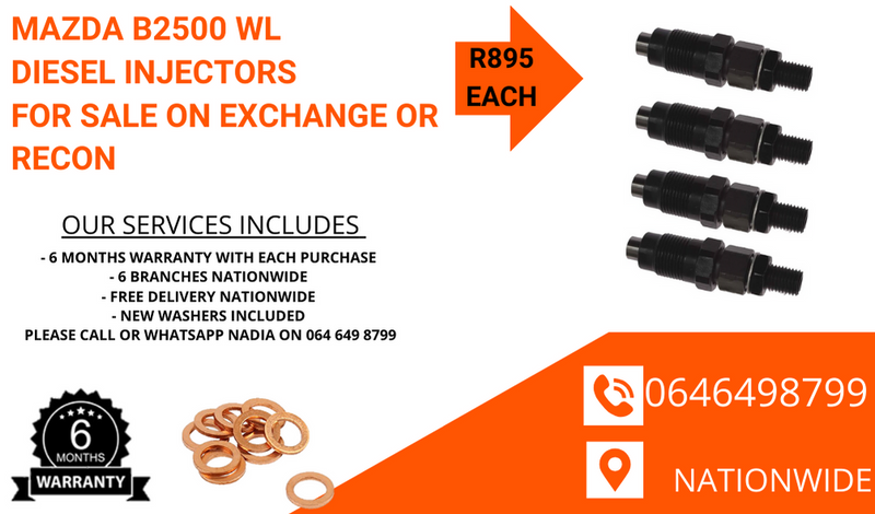 MAZDA B2500 WL DIESEL INJECTORS FOR SALE ON EXCHANGE OR TO RECON WITH 6 MONTHS WARRANTY