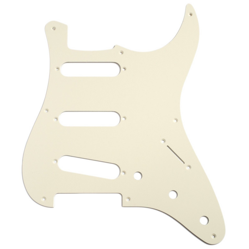 S/S/S Vintage White 1ply Strat Style Pickguard Vintage 8 Hole