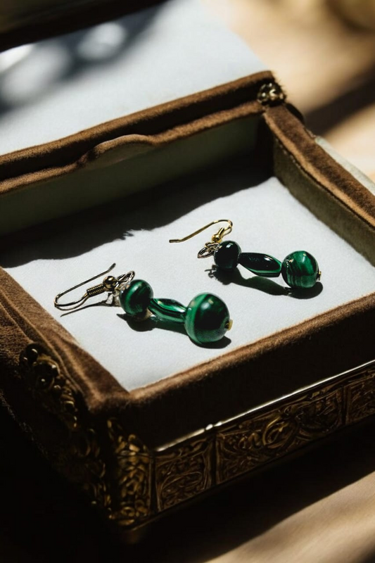 Elevate your elegance with our stunning Natural Malachite Drop Earrings