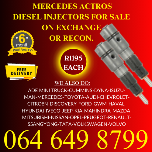 Mercedes Actros diesel injectors for sale on exchange with 6 months warranty.