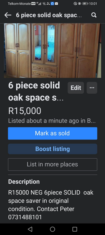 6 piece solid oak bedroom space saver(wardrobe)