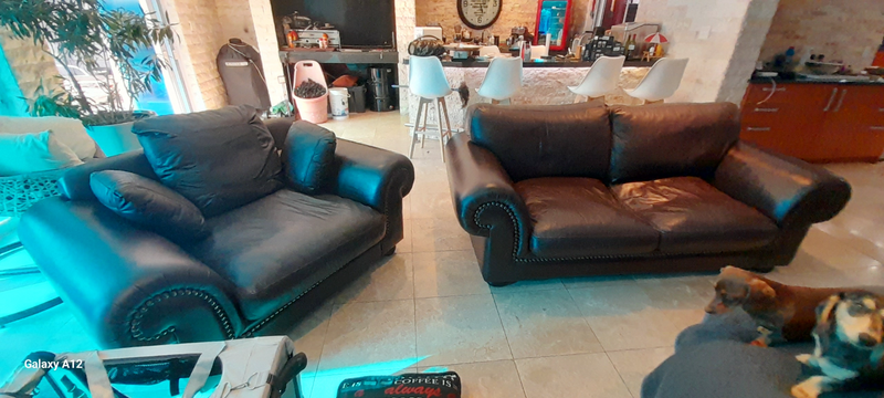3 Seater Leather Couch and Armchair.