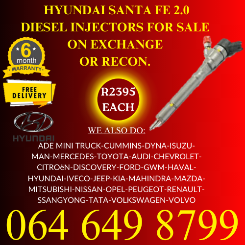 Hyundai Santa Fe 2.0 diesel injectors for sale on exchange 6 months warranty