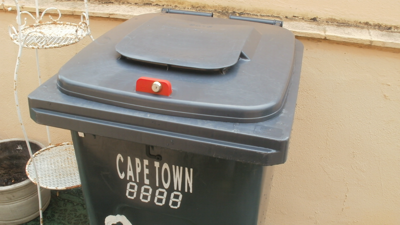 Baboon proofing. Automatic refuse bin locks. Price for two systems/bins.