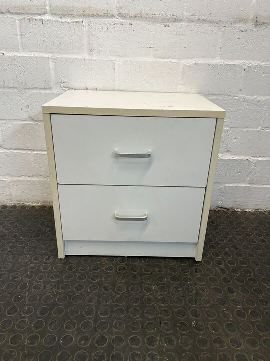 White Wooden Two Drawer Bedside Table- A50720