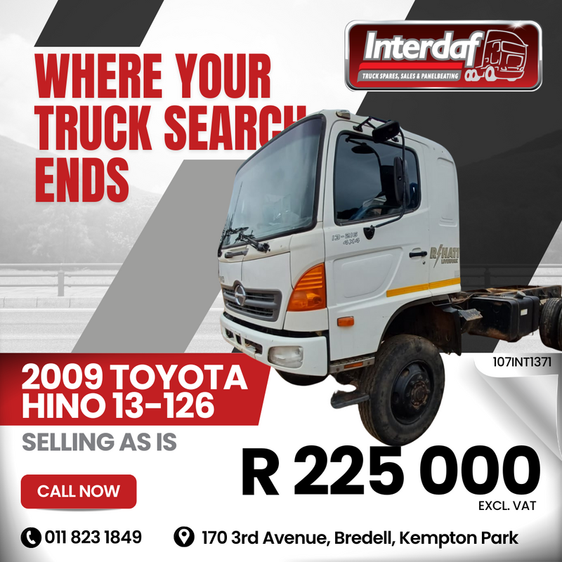 2009 Toyota Hino 13-126 Selling AS IS (INT1371)