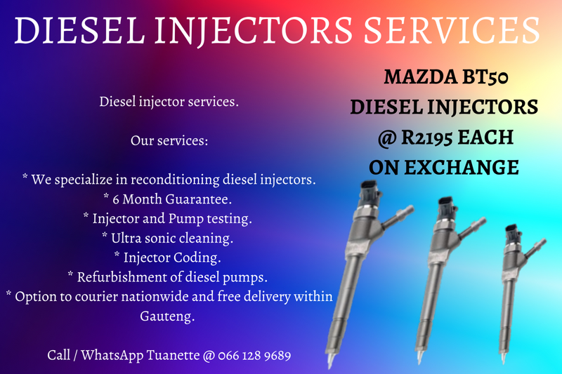 MAZDA BT50 DIESEL INJECTORS FOR SALE ON EXCHANGE OR TO RECON YOUR OWN