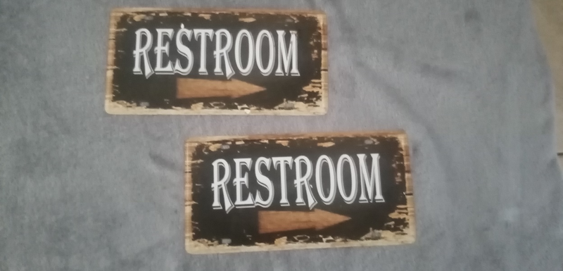 2 Metal reproduction aged restroom signs