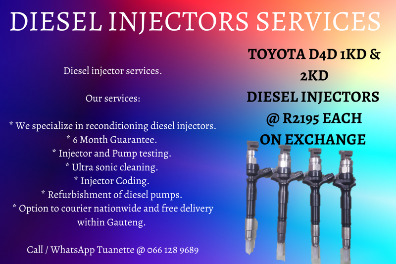 TOYOTA D4D 1KD &amp; 2KD DIESEL INJECTORS FOR SALE ON EXCHANGE OR TO RECON YOUR OWN