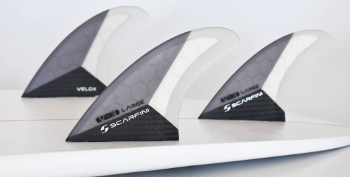 Surfboard Fins -(Fits FCS1 and 2 Boxes) SCARFINI V3 Performance Core Fibreglass / Carbon (AS NEW!)