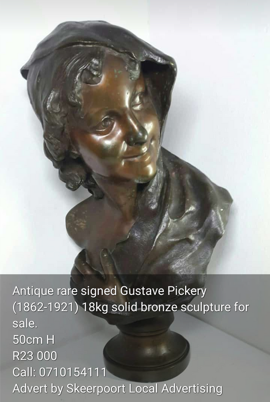 Antique rare signed Gustave Pickery (1862-1921) 18kg solid bronze sculpture for sale
