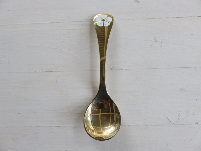 Georg Jensen annual silver-gilt and enamelled spoon