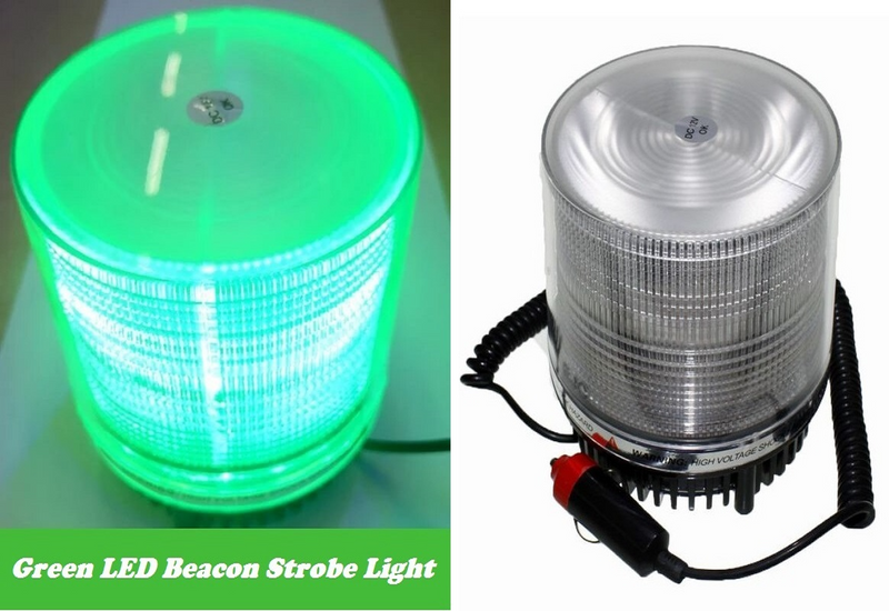 Green LED Magnetic Strobe Flash Beacon Light. Round Shape with Magnetic Base. Brand New Products.