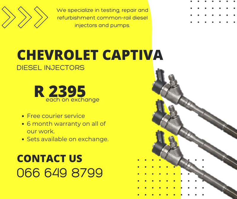 Chevrolet Captiva diesel injectors - we recon on exchange and supply 6 months warranty.