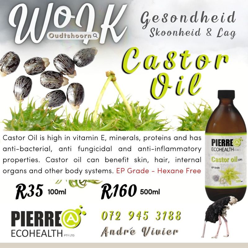castor oil for 500 ml vir 160 rand.