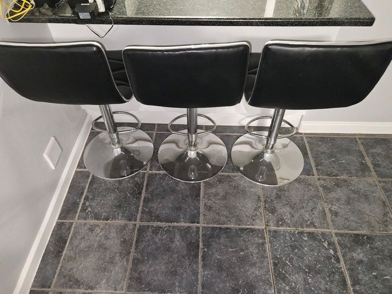 3 x Black Leather Bar Stools from &#64;Home