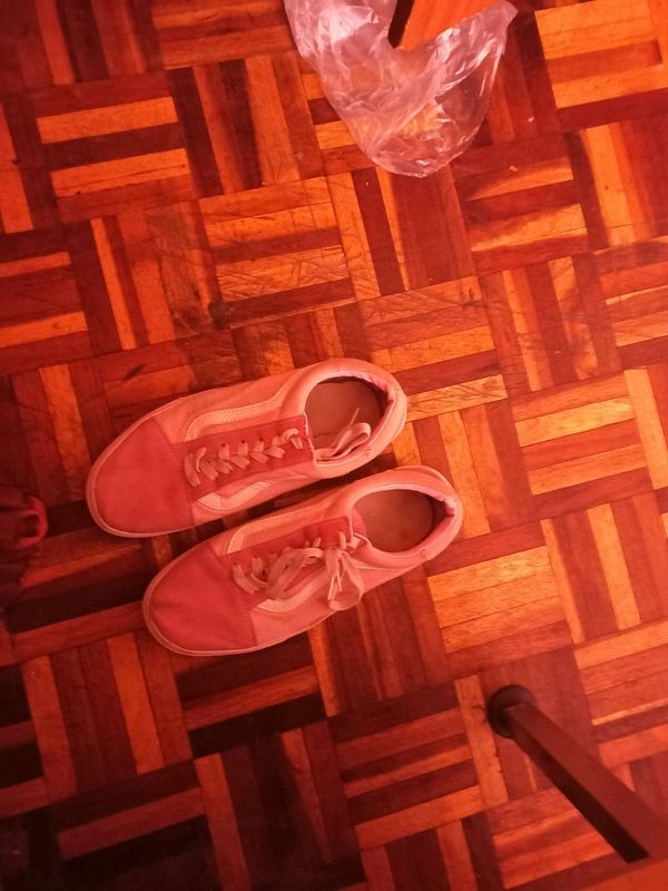 Pink and white vans for sale