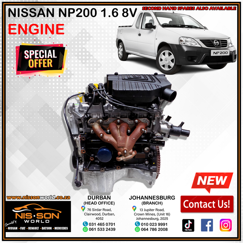 NISSAN NP200 1.6 8V NEW ENGINE