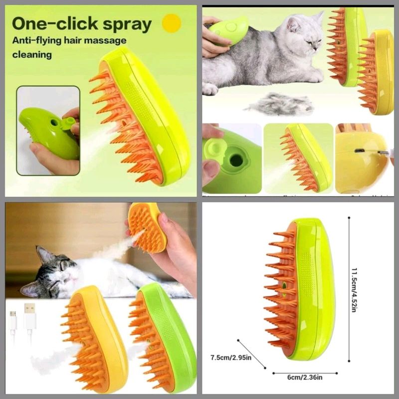 Silicone pet brush with spray feature