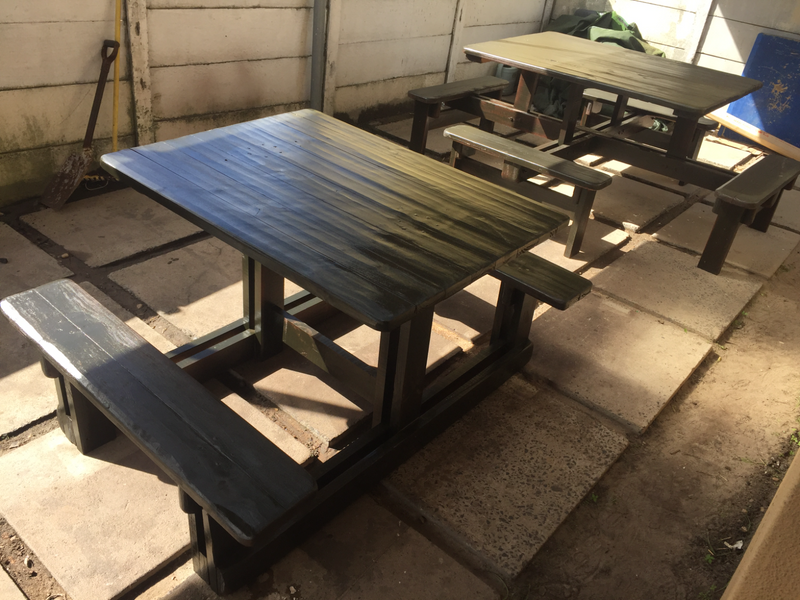 Brand new outdoor picnic benches