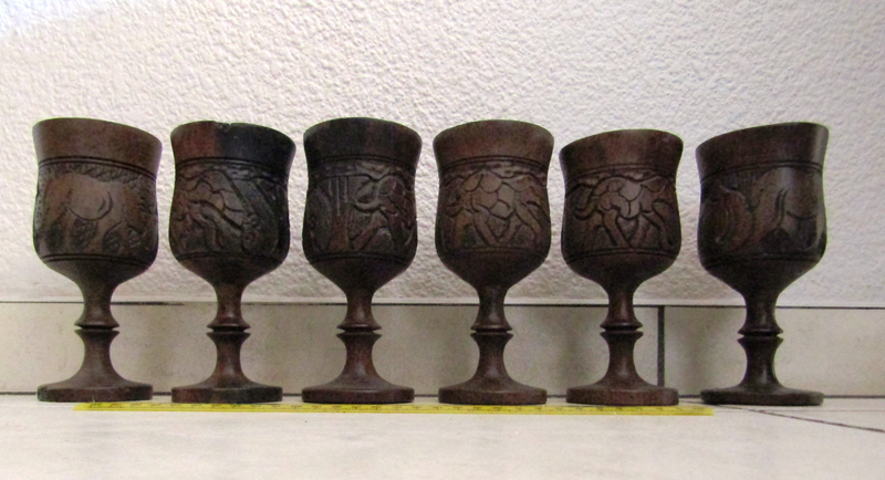 Hand Carved African Wine Goblets - Solid Wood